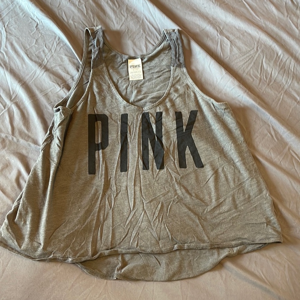 gray tank by pink size small
